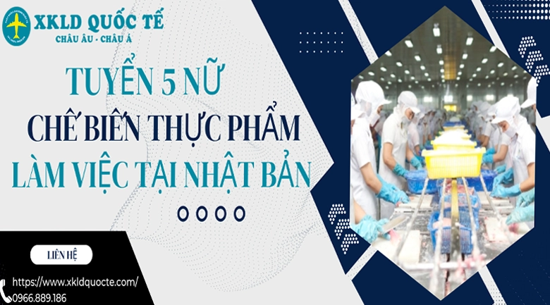 Xuất khẩu lao động Nhật Bản - Tuyển 5 nữ chế biến thực phẩm làm việc tại Nhật Bản 2023